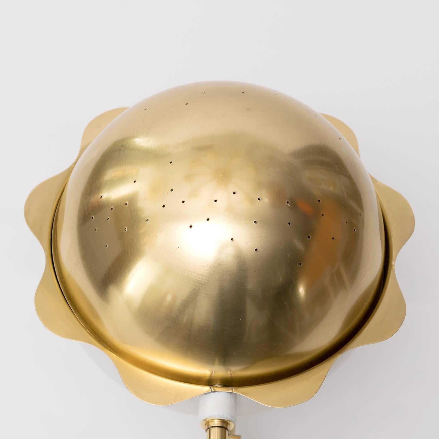 Edvard Hagman Scandinavian Modern Eclipse Sconces, Polished Brass White Lacquer 4