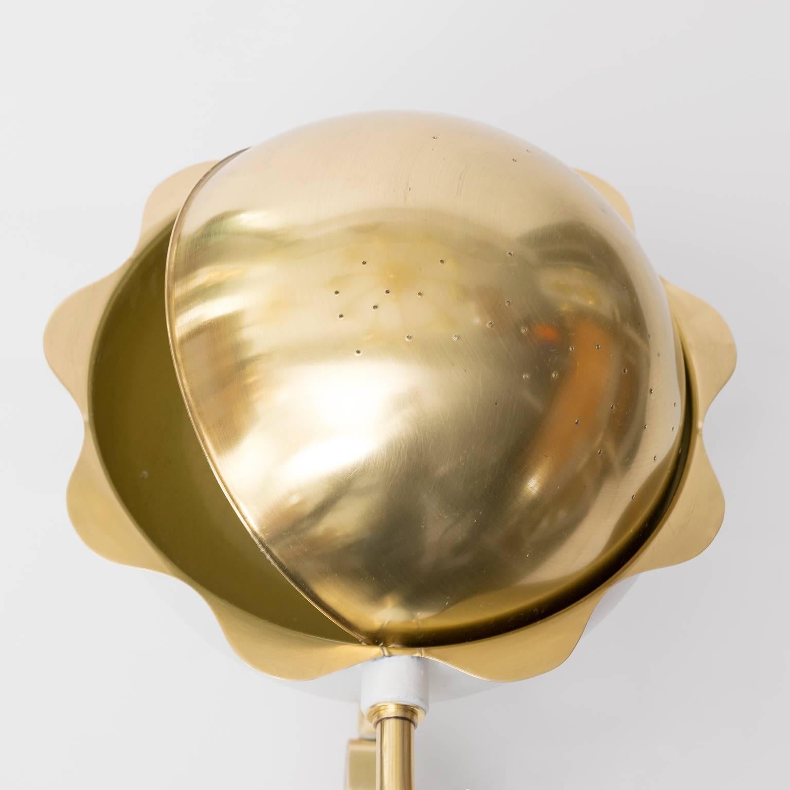 Edvard Hagman Scandinavian Modern Eclipse Sconces, Polished Brass White Lacquer 5
