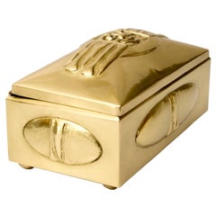 Scandinavian Modern, Art Nouveau, Jugend polished  Brass Box with face 