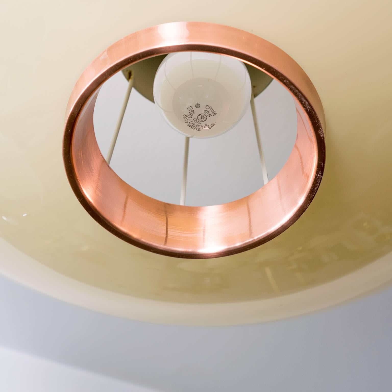 20th Century Scandinavian Modern Flush Mount by Itsu with Copper Ring