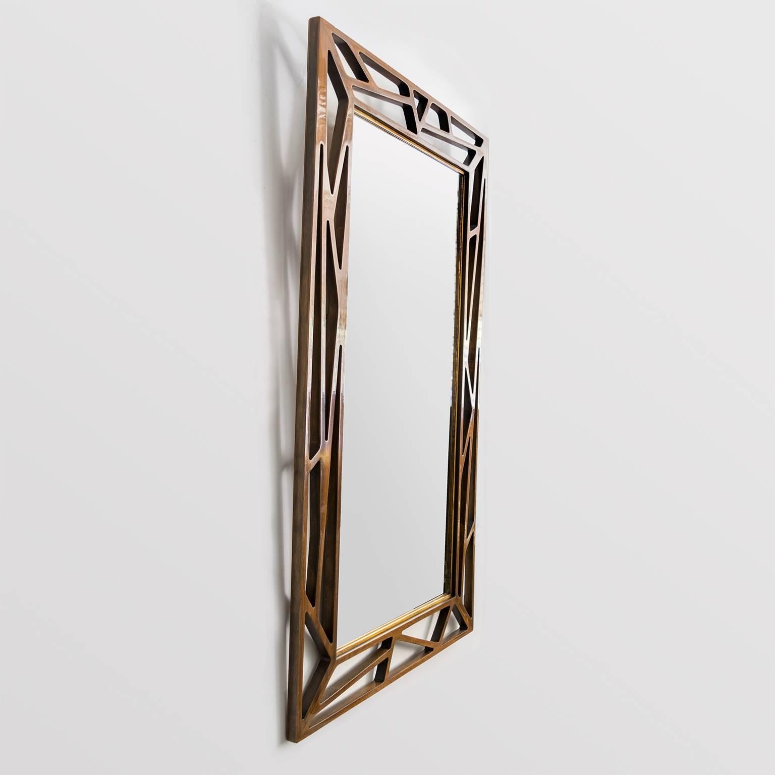 Scandinavian Modern Eden Gustaf Mirror with Stained Wood Frame In Excellent Condition In New York, NY