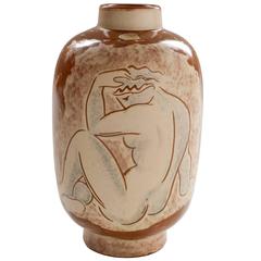 Vintage Scandinavian Modern Ceramic Vase by Vicke Lindstrand, Upsala Ekeby