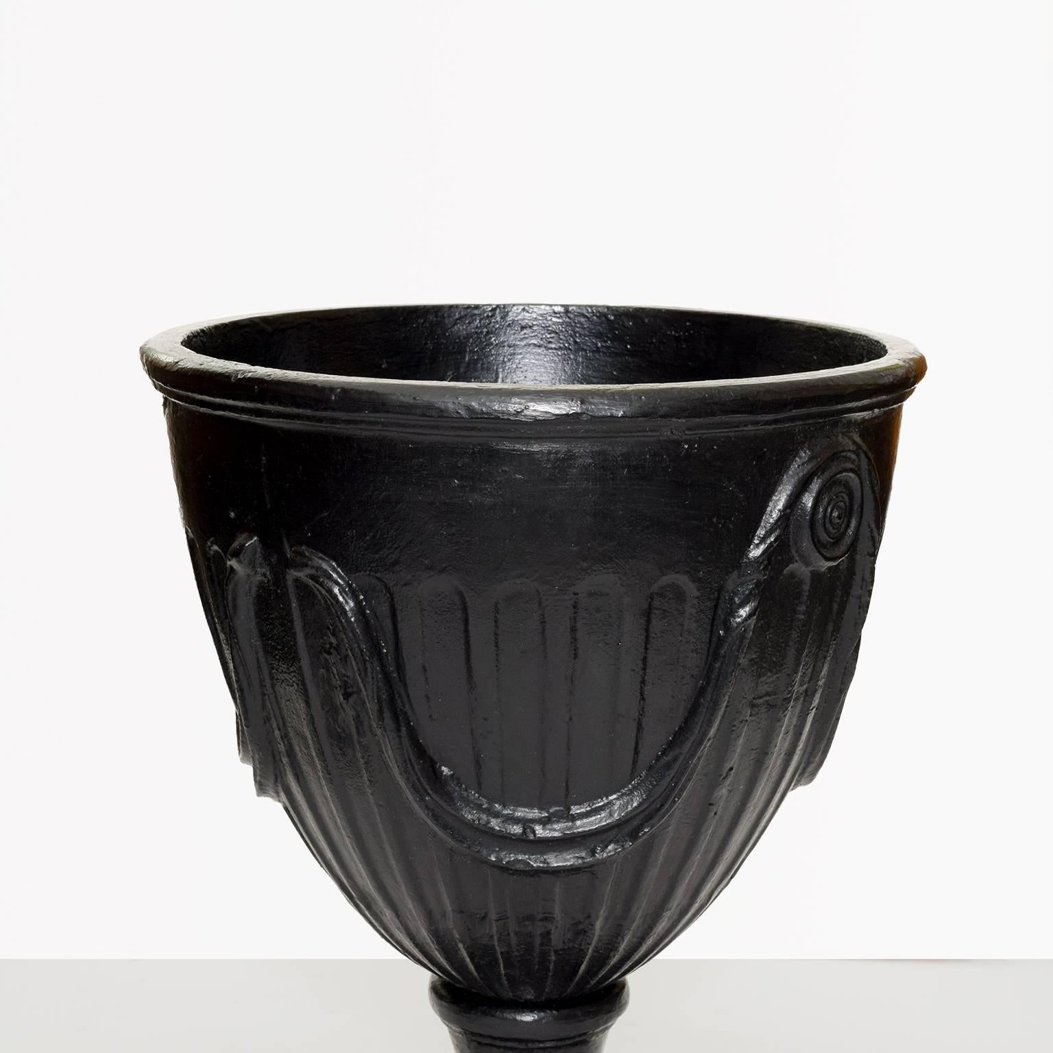 Large Pair of Swedish Art Deco Pair of Cast Iron Urns In Excellent Condition In New York, NY