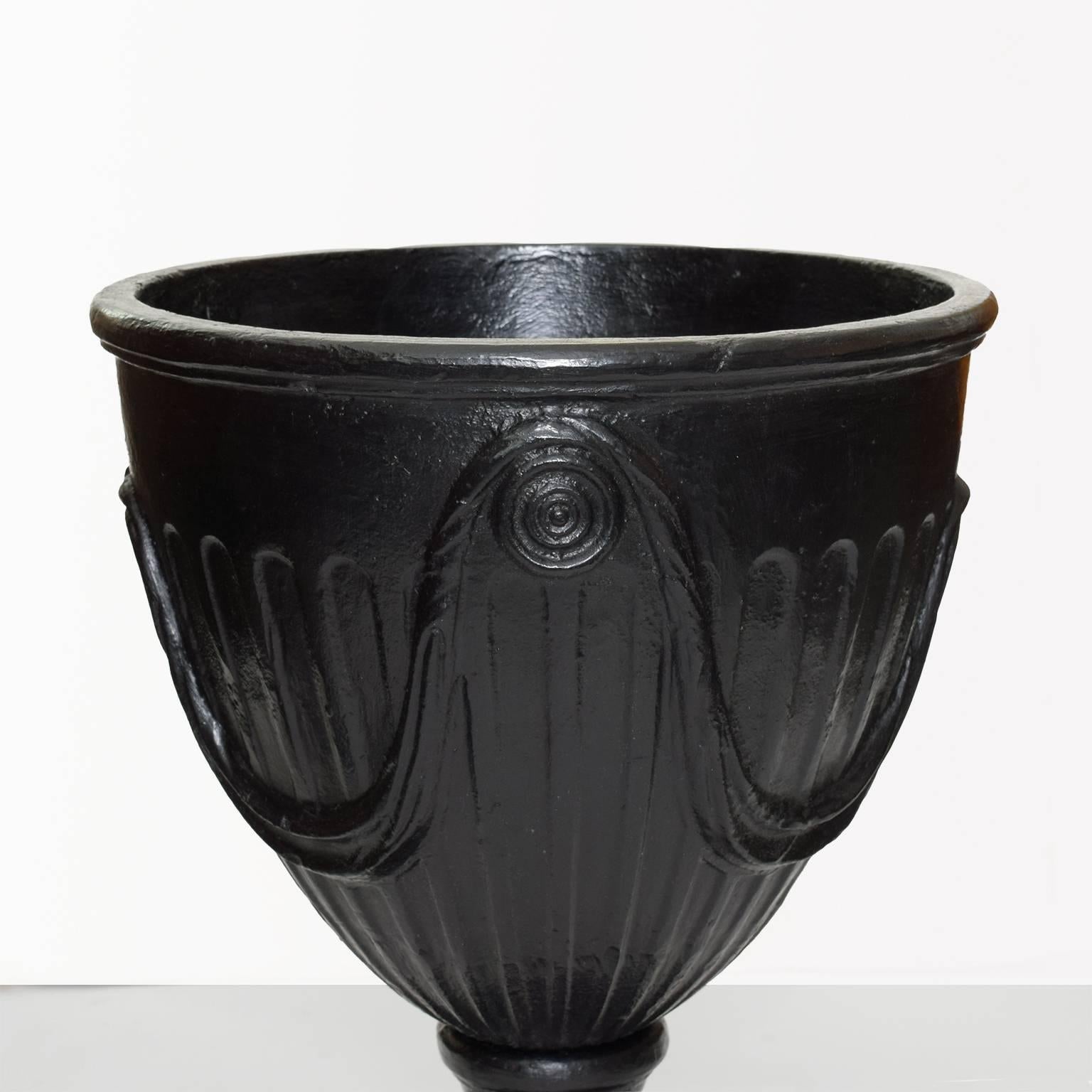 Large Pair of Swedish Art Deco Pair of Cast Iron Urns 1