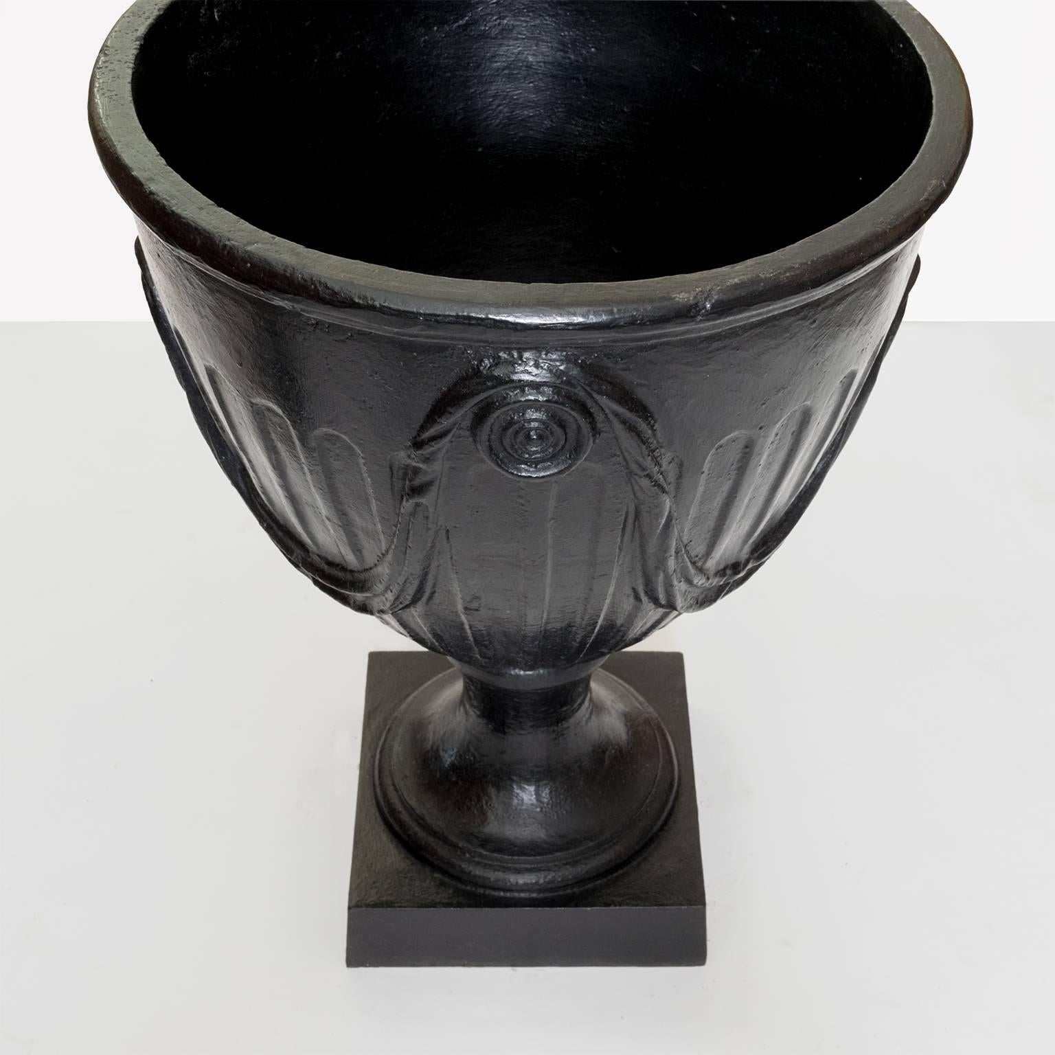 Large Pair of Swedish Art Deco Pair of Cast Iron Urns 2