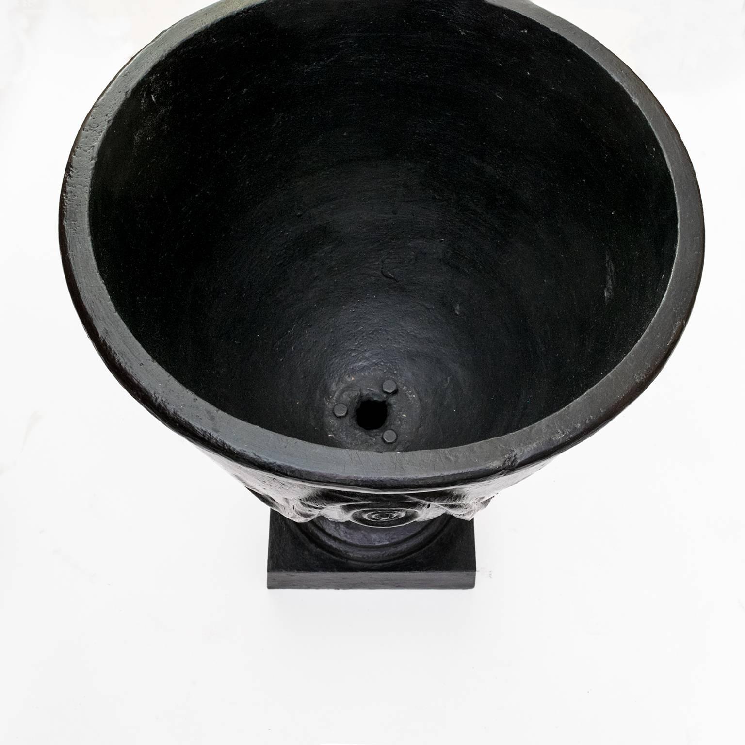 Large Pair of Swedish Art Deco Pair of Cast Iron Urns 4