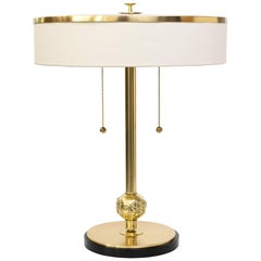 Swedish Art Deco, Swedish Grace, Polished Brass Column Lamp from Herman Bergman