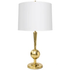 Scandinavian Modern, Art Deco Polished Bronze Lamp with Sphere