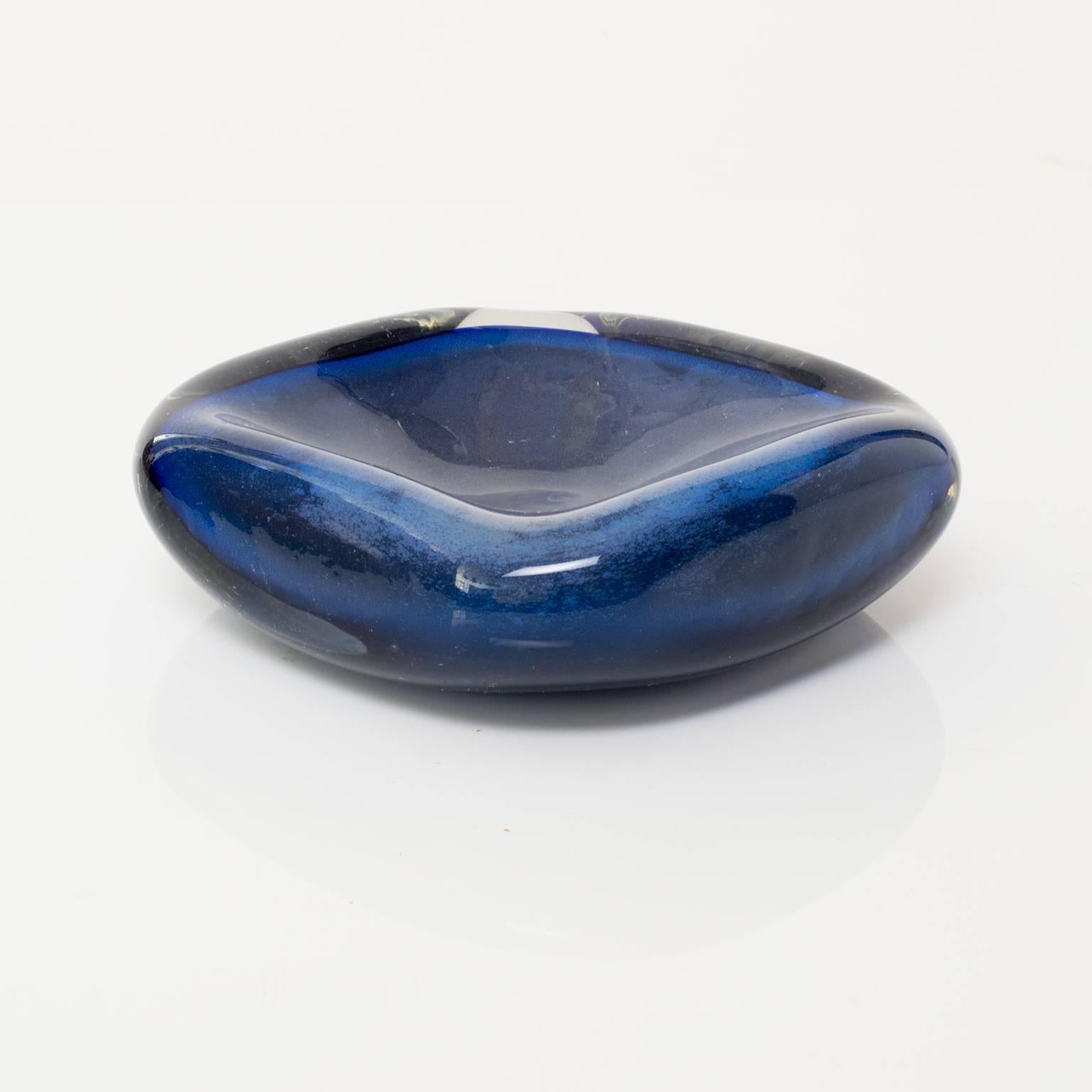 Scandinavian Modern Swedish Small Blue Cases Glass Bowl For Sale