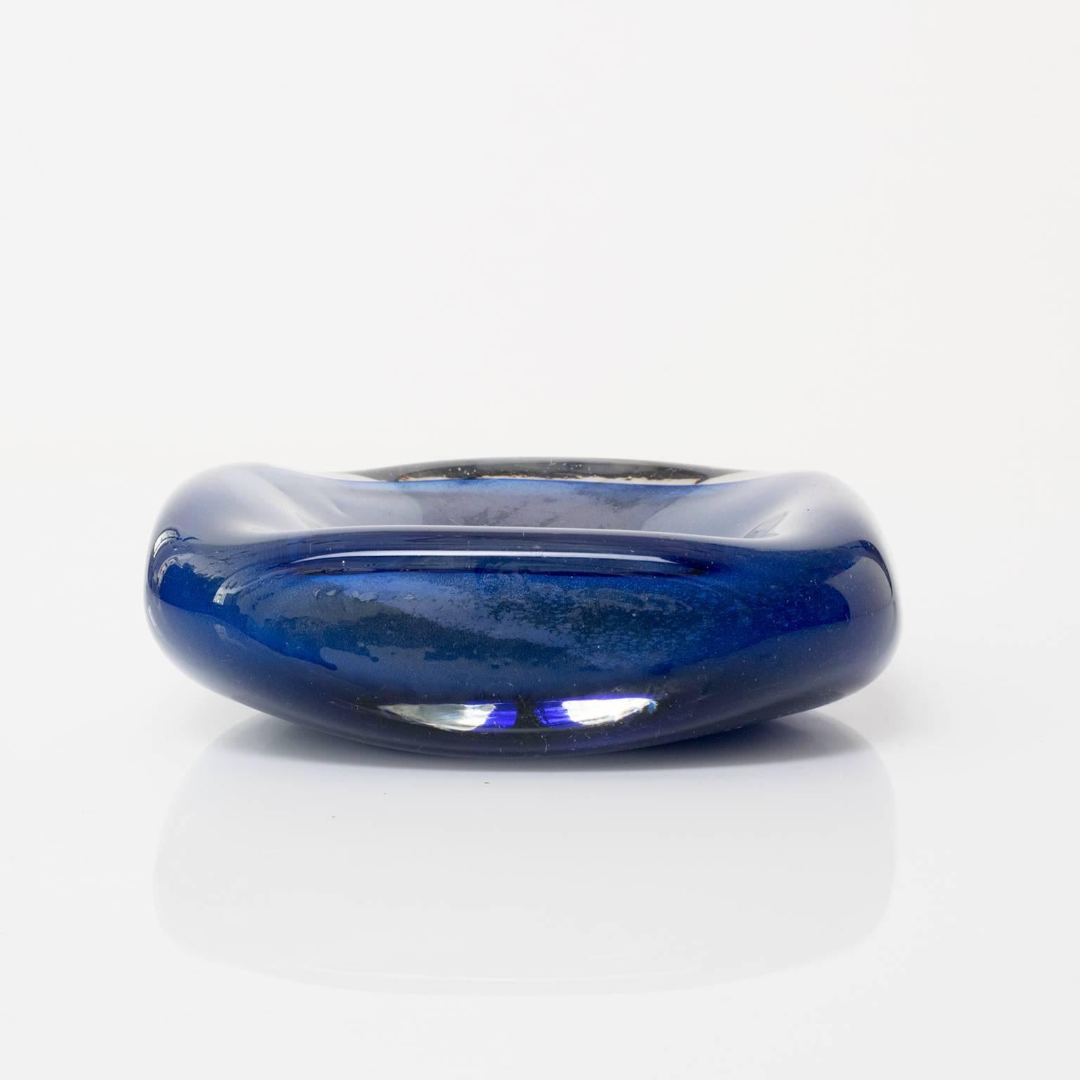 Scandinavian Swedish Small Blue Cases Glass Bowl For Sale