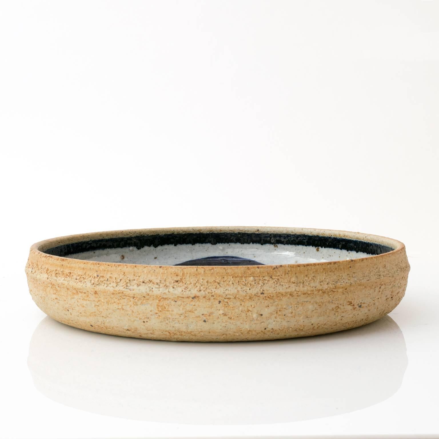 Glazed Scandinavian Modern Studio Bowl with Blue by Inger Persson for Rorstrand