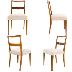 Scandinavian Modern Set of four Dining Occasional Chairs in Elmwood