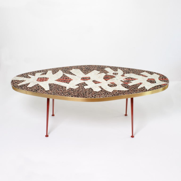 Beautiful Oval Form Midcentury Mosaic Coffee Table Designed By Mid Century Modern Beautiful Oval Form Midcentury Mosaic Coffee Table Designed By Berthold Muller For