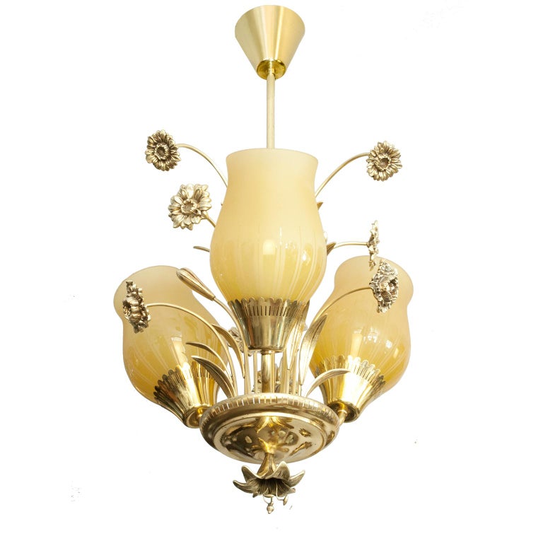 Scandinavian Mid Century Modern Brass Chandelier By BorÉns BorÅs Scandinavian Mid Century Modern Brass Chandelier By BorÉns BorÅs For
