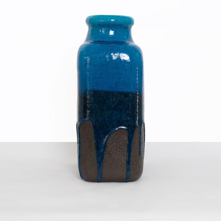 Scandinavian Modern Danish Ceramic Vase with Partial Drip Glaze For