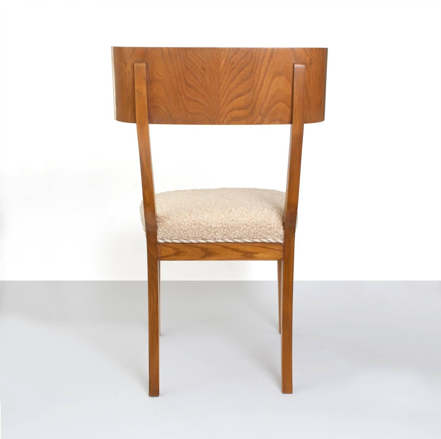 Scandinavian Modern Klismos Dining Chairs in Elm Set of Six 4