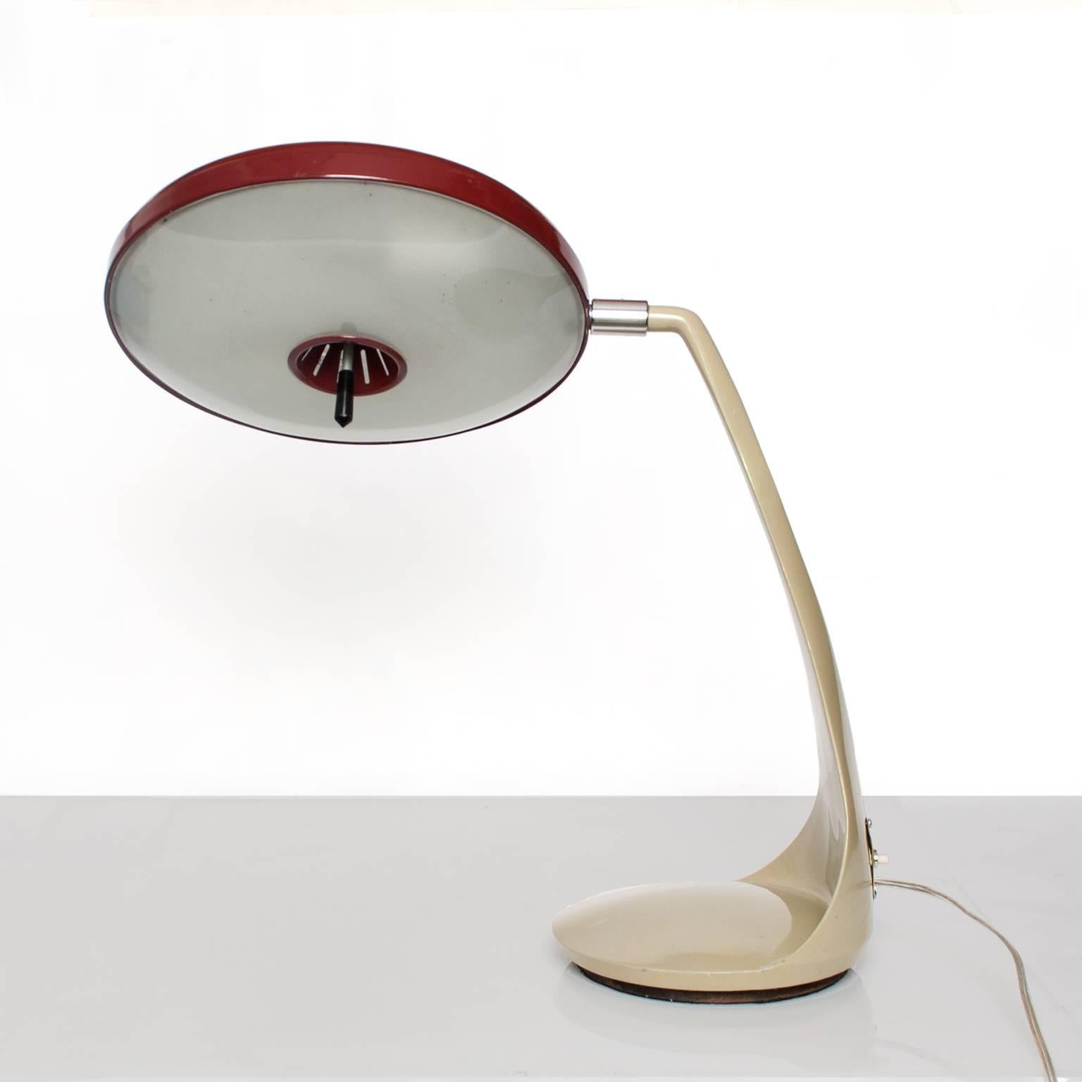 Spanish Mid-Century Modern Lupela Desk Lamp in Rare Red Color, Spain, 1950s