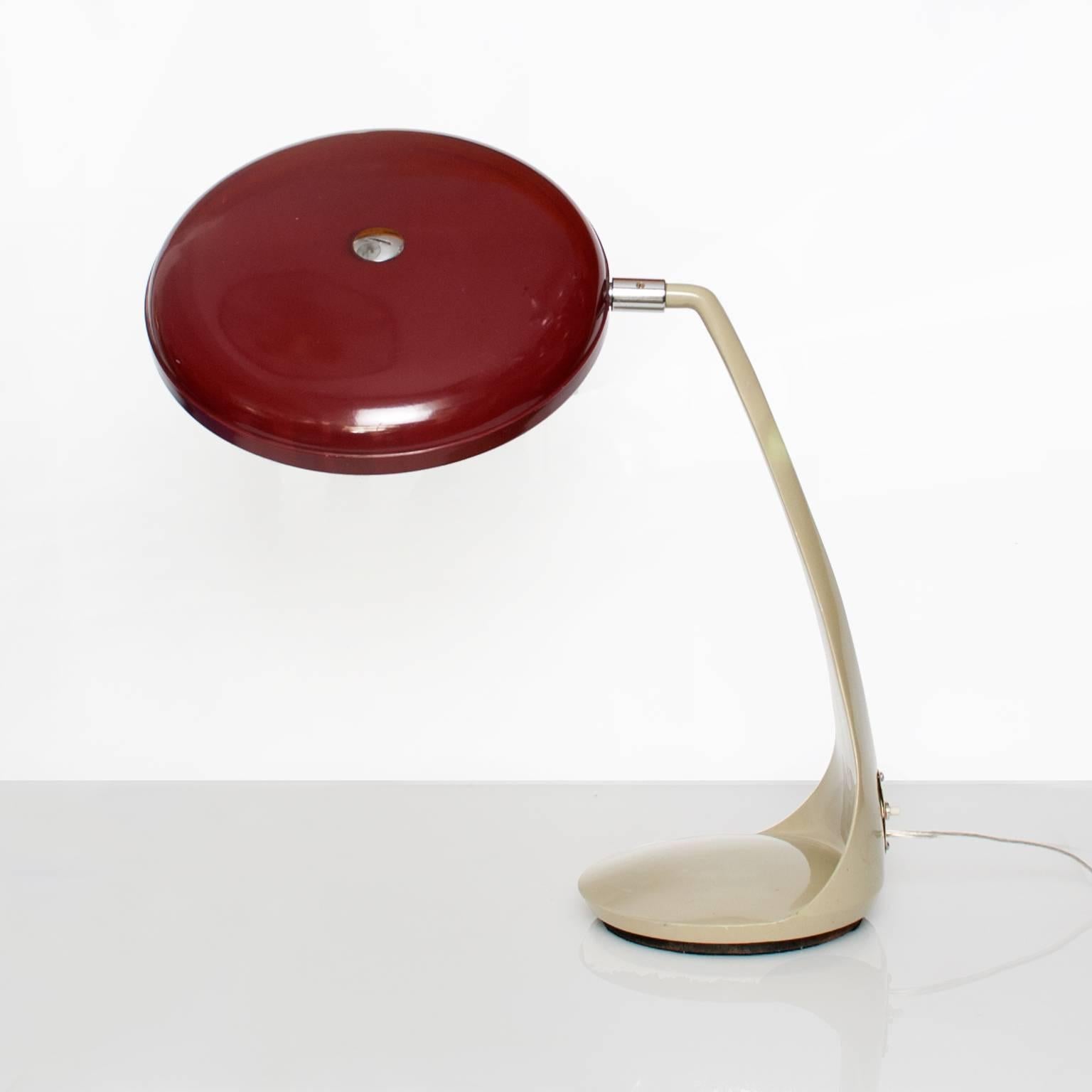 Lacquered Mid-Century Modern Lupela Desk Lamp in Rare Red Color, Spain, 1950s