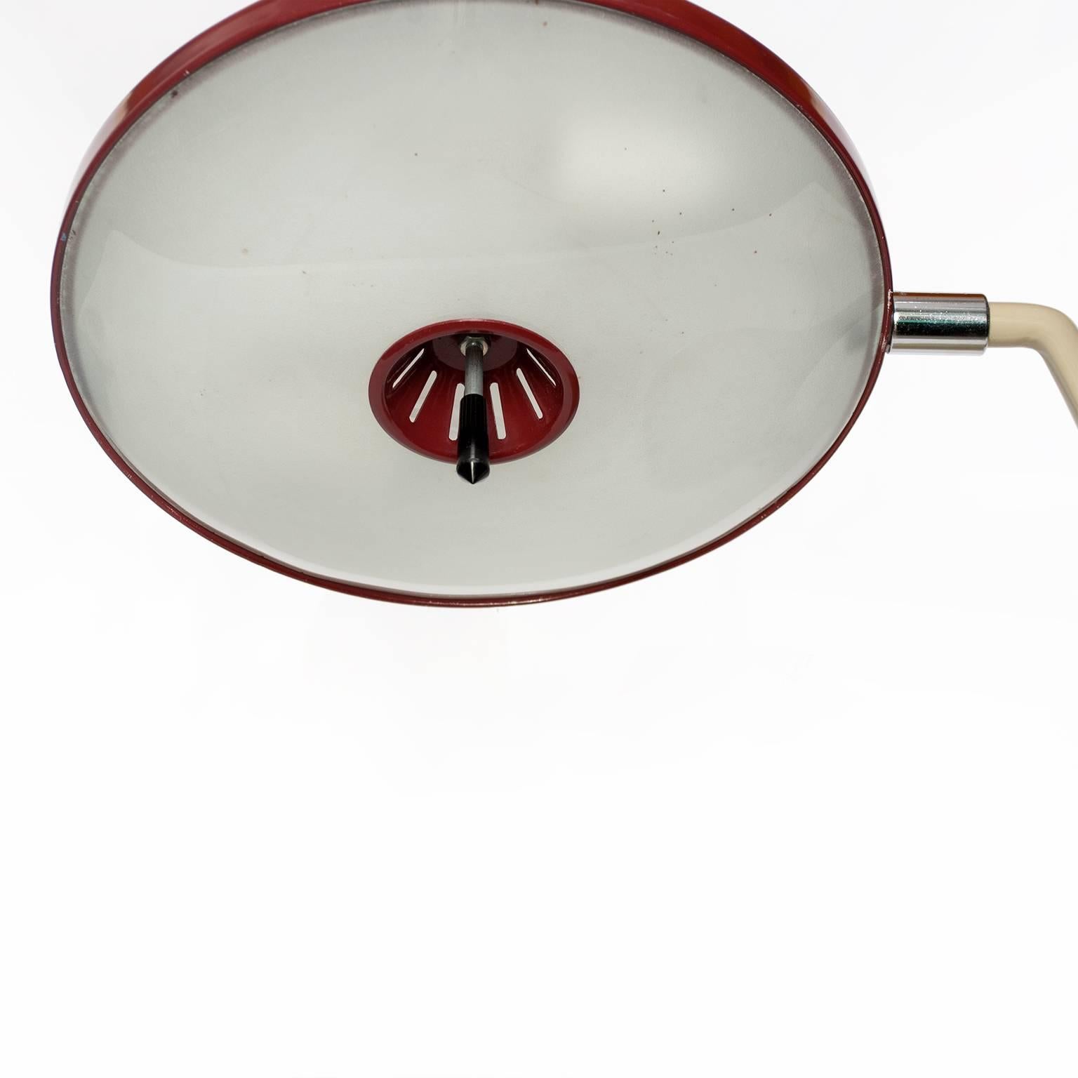 20th Century Mid-Century Modern Lupela Desk Lamp in Rare Red Color, Spain, 1950s