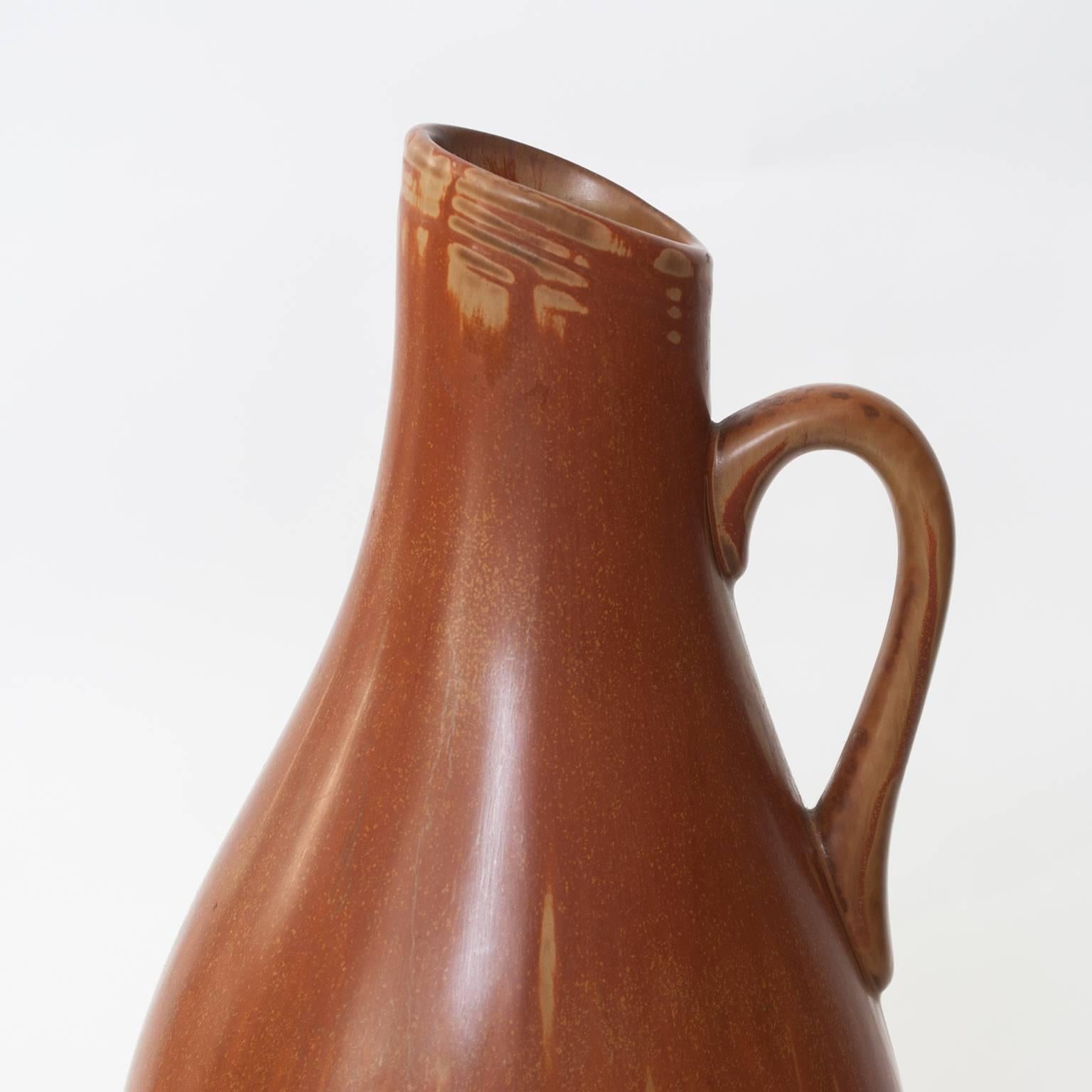 Glazed Scandinavian Modern Ceramic Pitcher Vase by Gunnar Nylund for Rorstrand