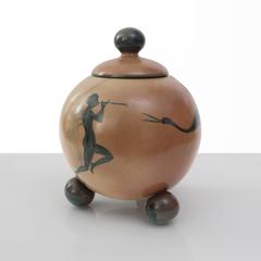 Scandinavian Modern Ceramic Jar with Lid Designed by Åke Holm, Höganäs