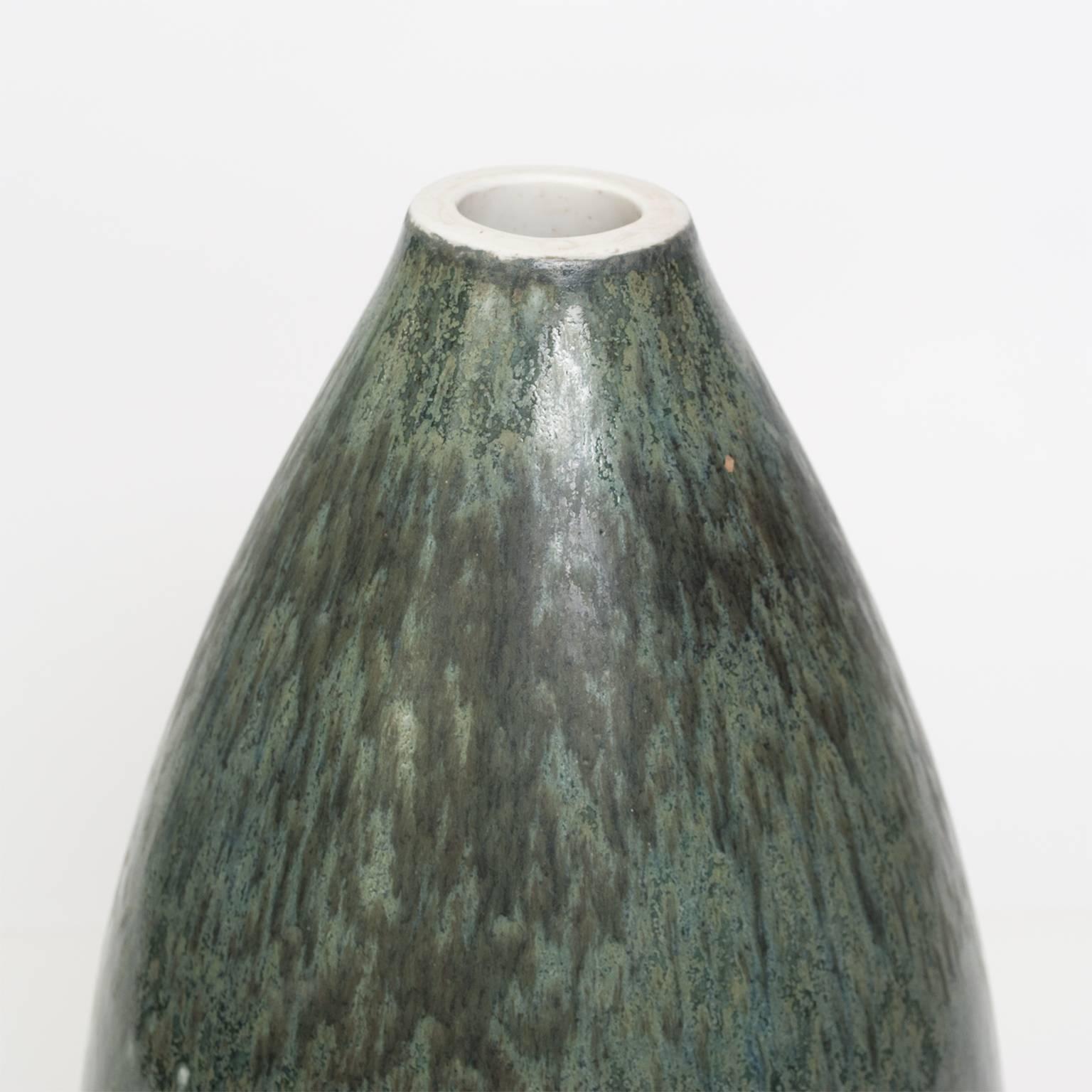 Glazed Large Scandinavian Modern Studio Vase, Gunnar Nylund in a Green glaze