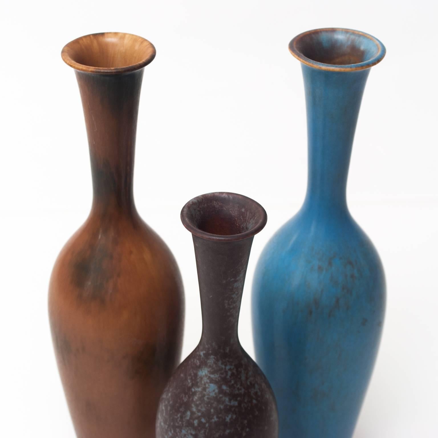 Glazed Scandinavian Modern Ceramic Vases by Gunnar Nylund for Rorstrand