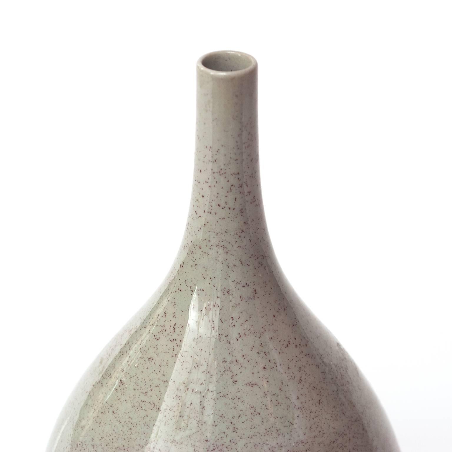 Glazed Carl-Harry Stalhane Scandinavian Modern Speckled Vase for Rorstrand Studio