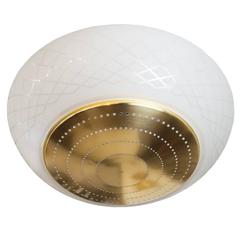 Scandinavian Modern glass and brass flush Mount by Lisa Johansson-Pape, Orno