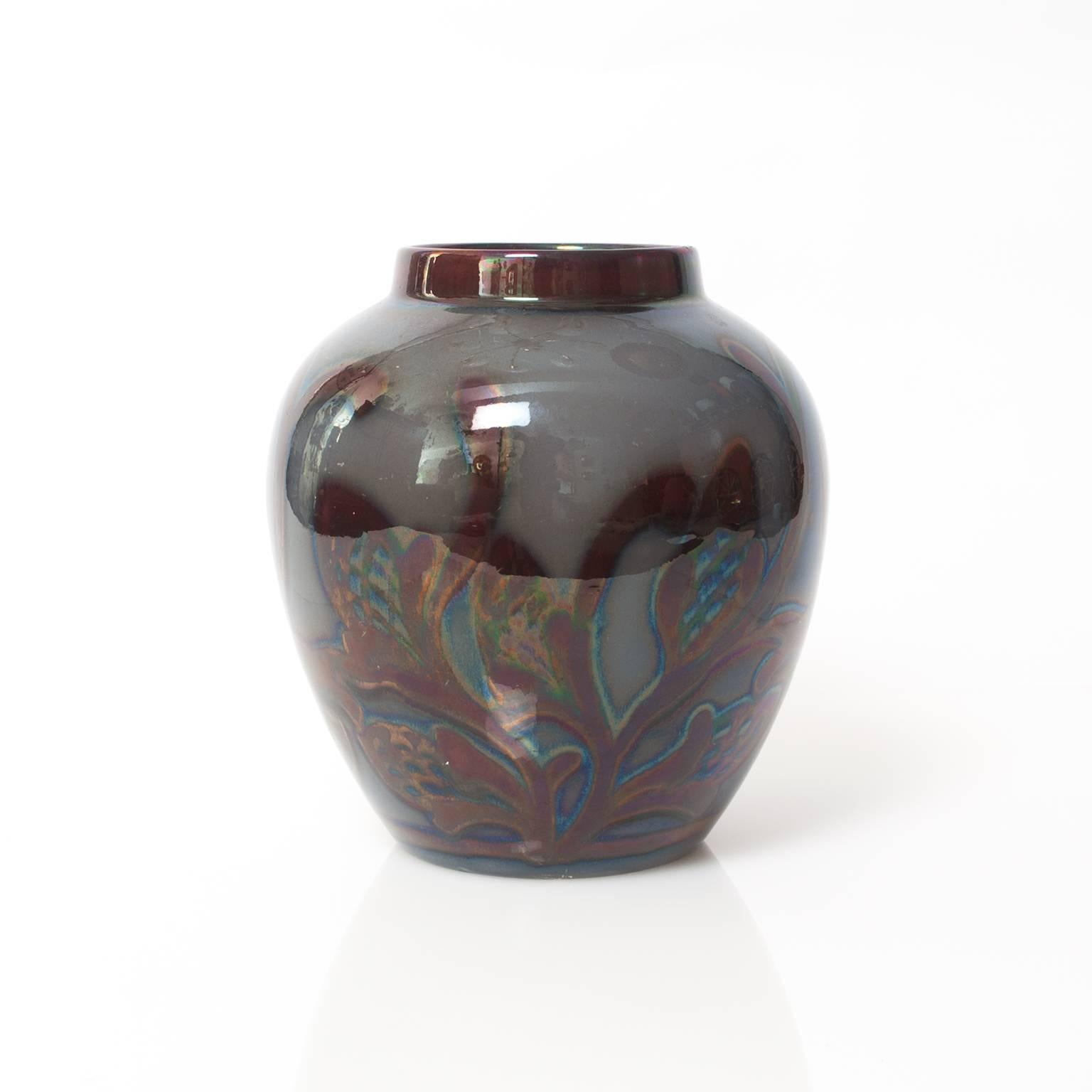 Seven Art Deco Luster Glazed Ceramic Vases by Edgar Bockman for Hoganas (Art déco)