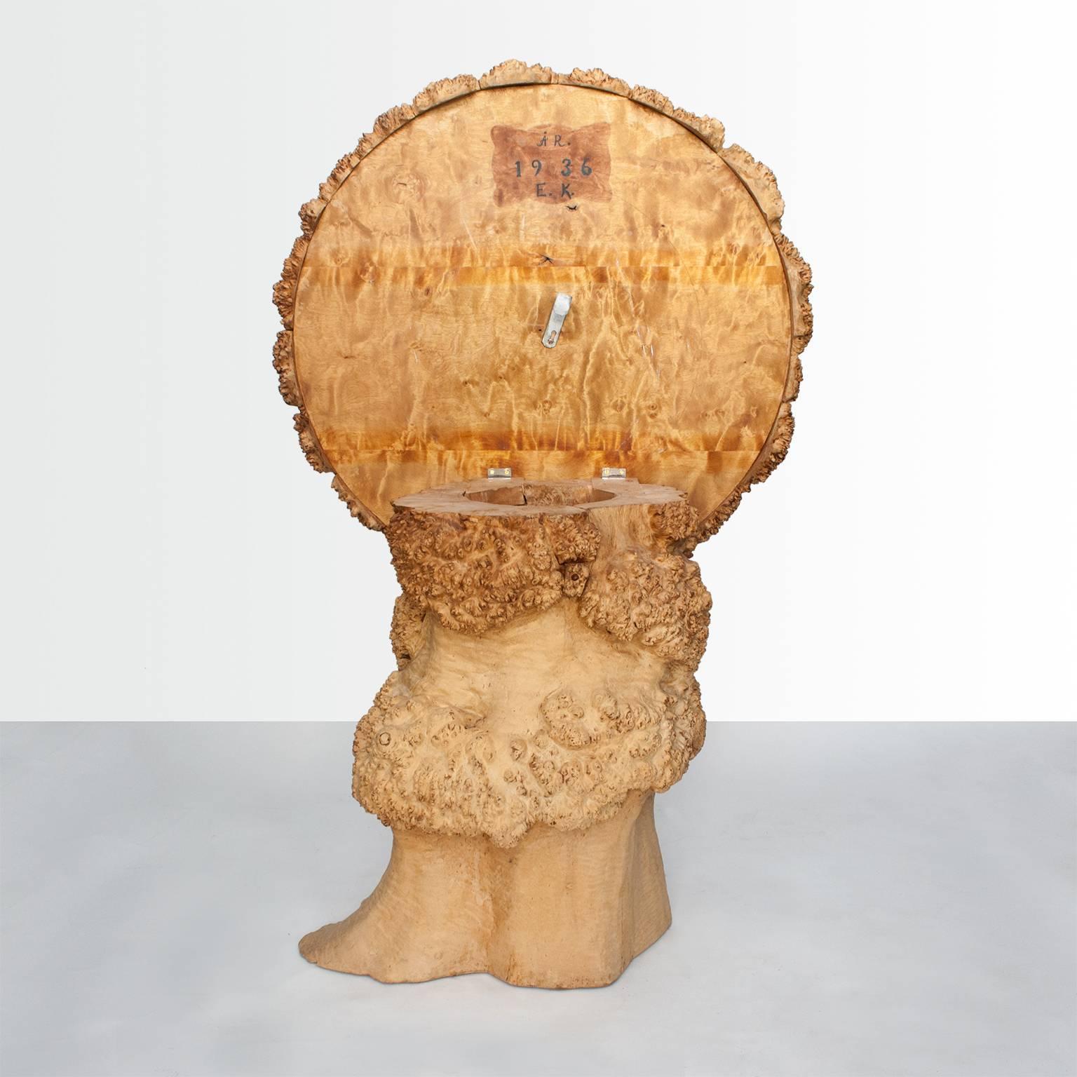 Scandinavian Modern Tree Trunk Table with Burl and Birch Top In Excellent Condition In New York, NY