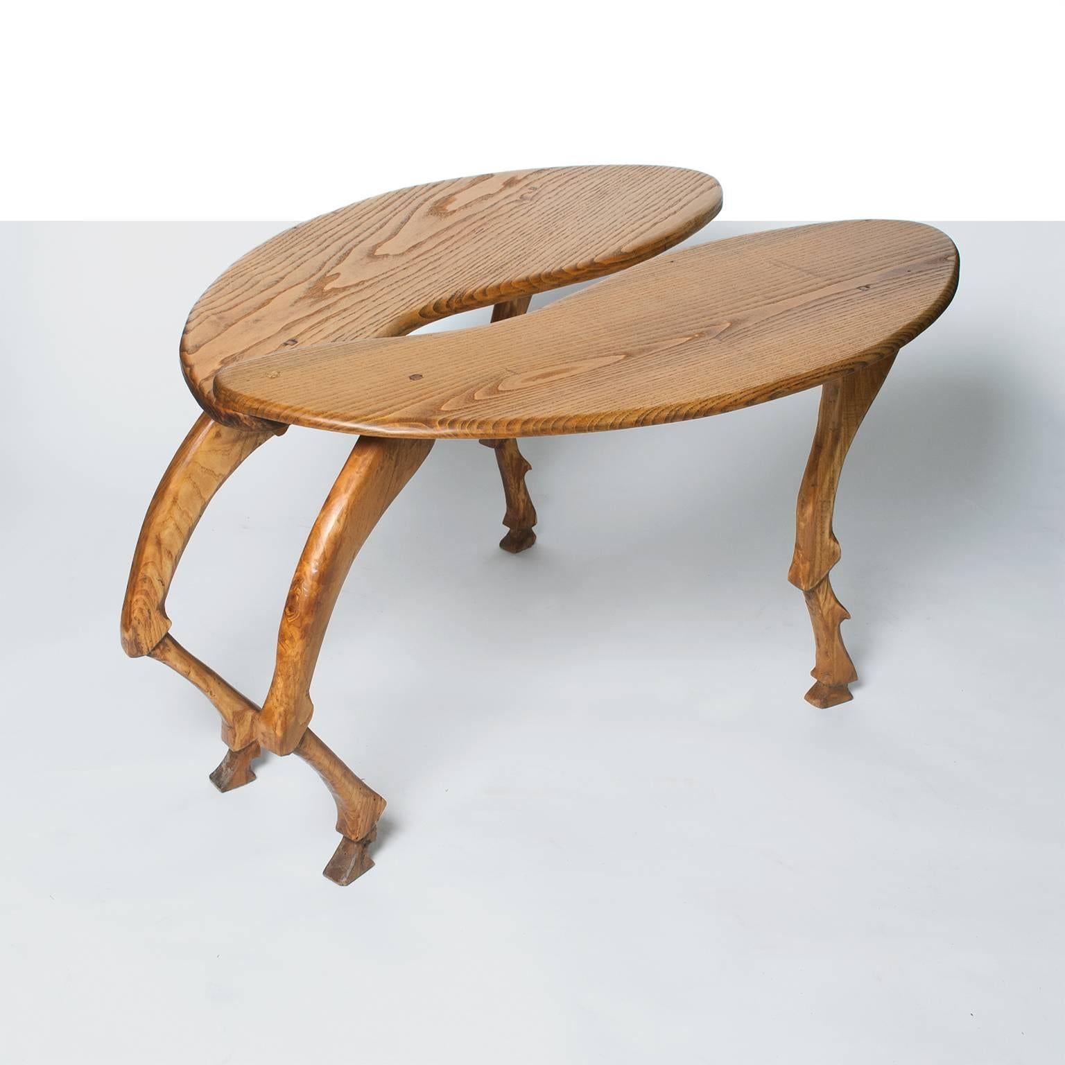 20th Century Scandinavian Modern Hand-Carved Surrealist Adjustable Insect Table