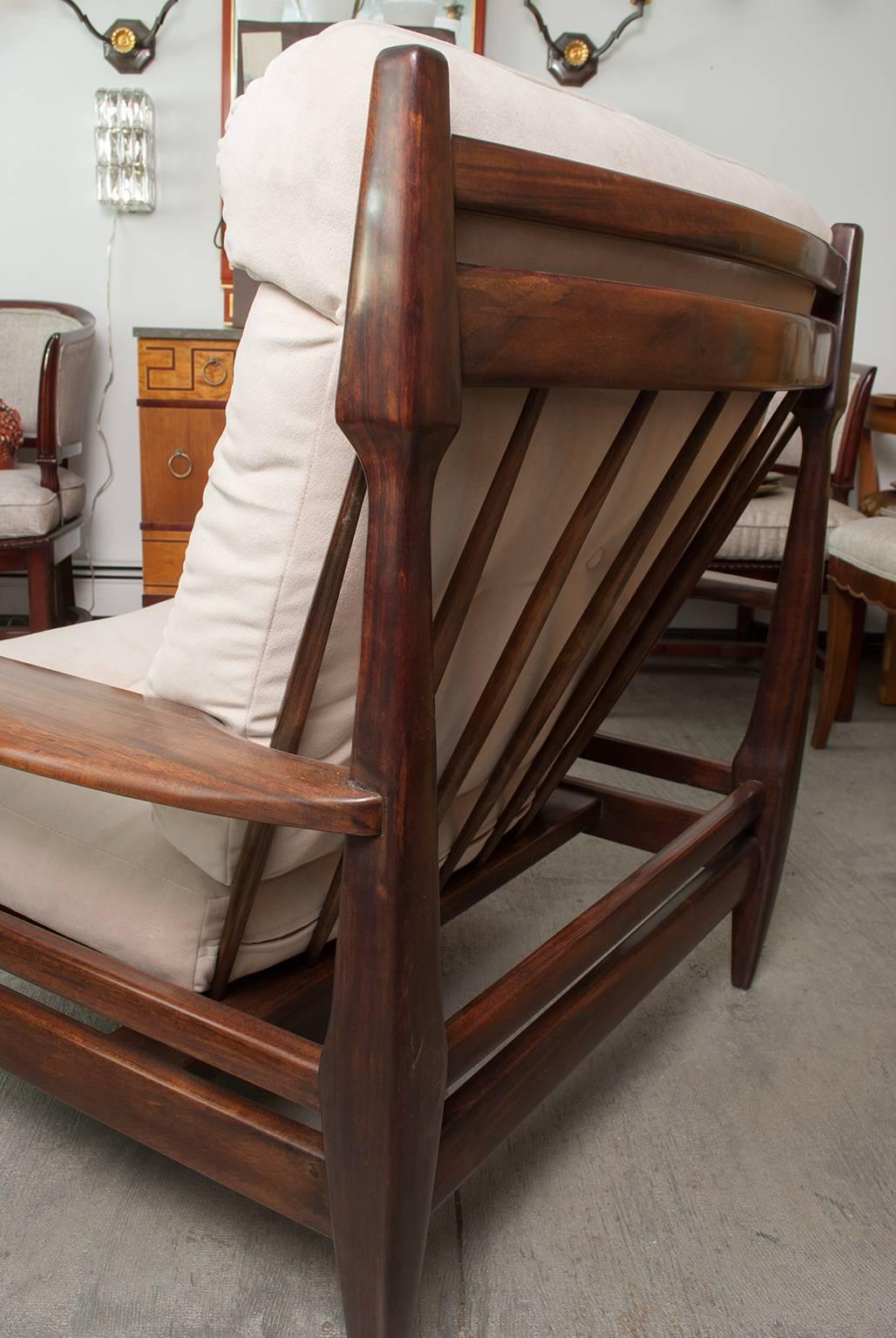 Pair of Large Mid-Century Modern Brazilian Carved Solid Rosewood Lounge Chairs 3