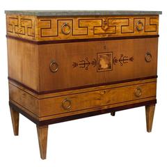 Elegant Swedish Art Deco Marquetry Chest with Limestone Top 2