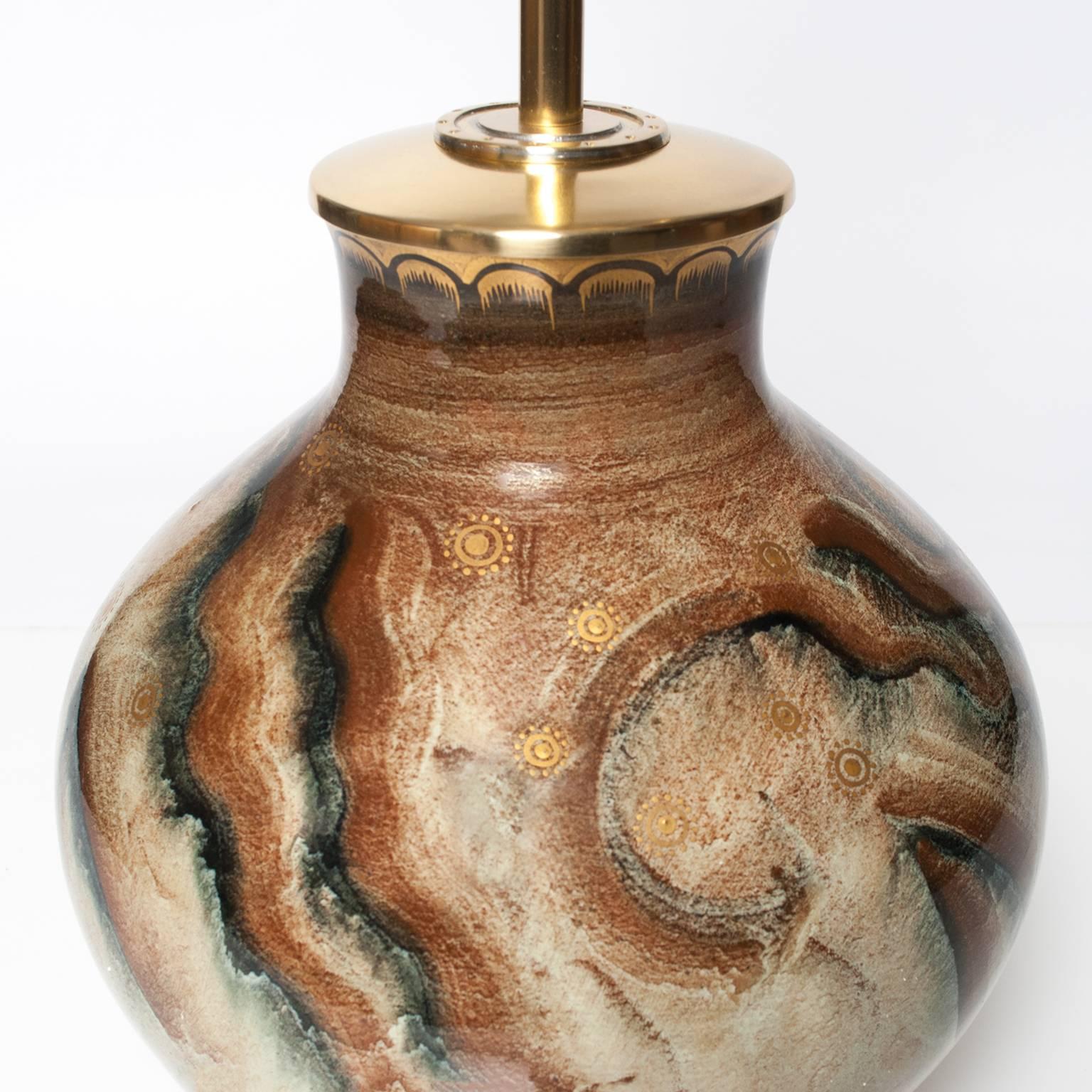 Scandinavian Modern ceramic luster glaze lamp Josef Ekberg for Gustavsberg In Excellent Condition In New York, NY
