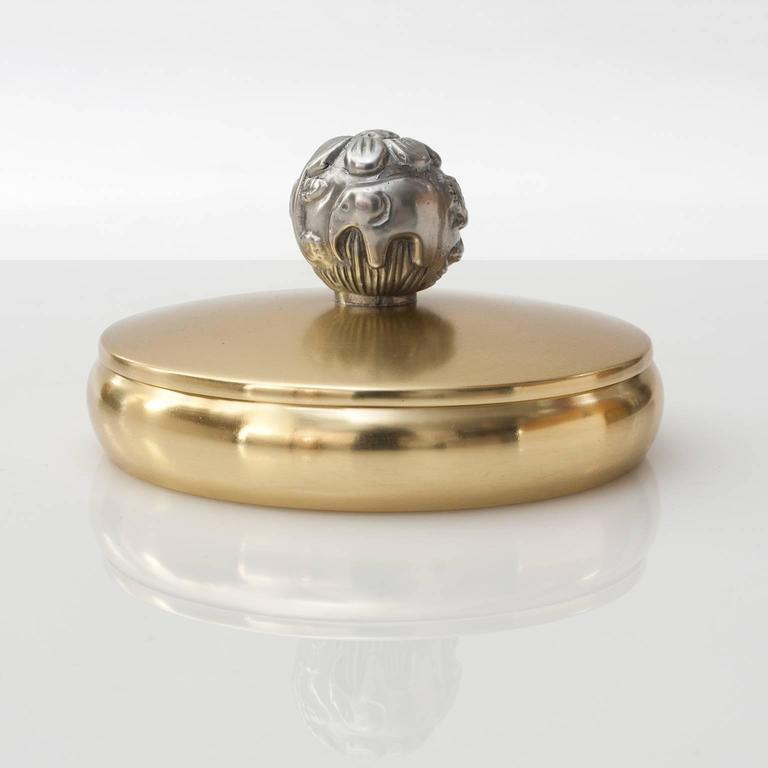 Scandinavian Modern Brass and Pewter Lidded Bowl by CarlEinar