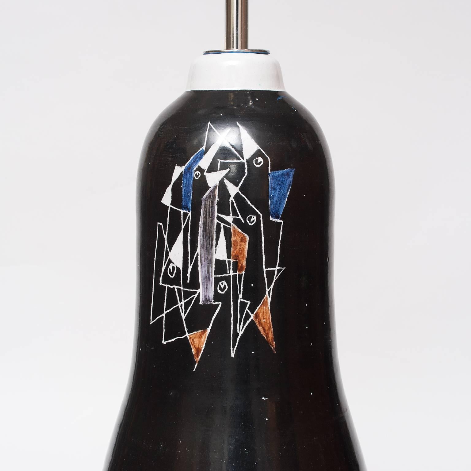 Scandinavian Modern tall ceramic lamp by Marian Zawadzki for Tilgman Keramik In Good Condition For Sale In New York, NY