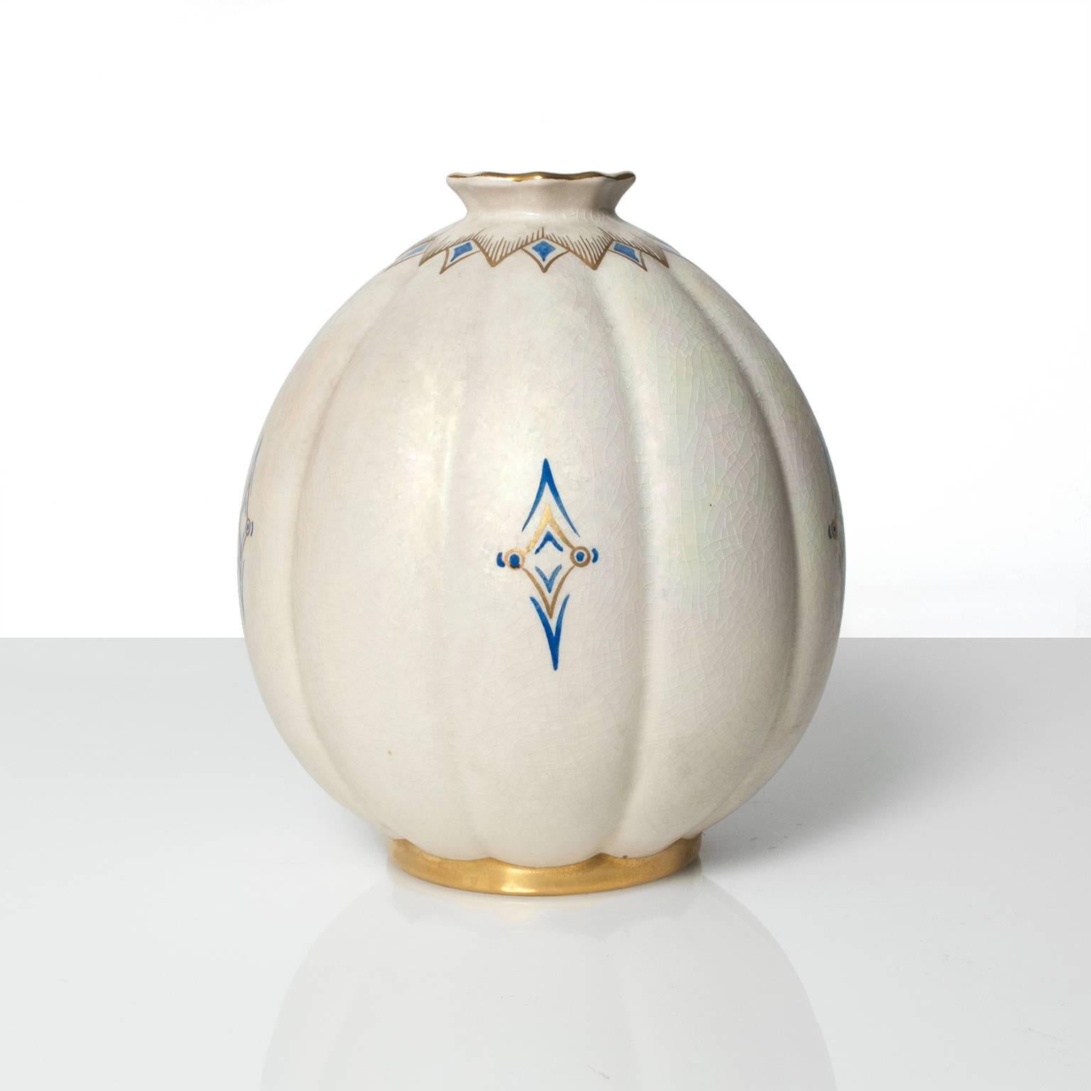 Scandinavian Modern, Ceramic Luster Glazed Vase Josef Ekberg, Gustavsberg, 1936 In Excellent Condition For Sale In New York, NY