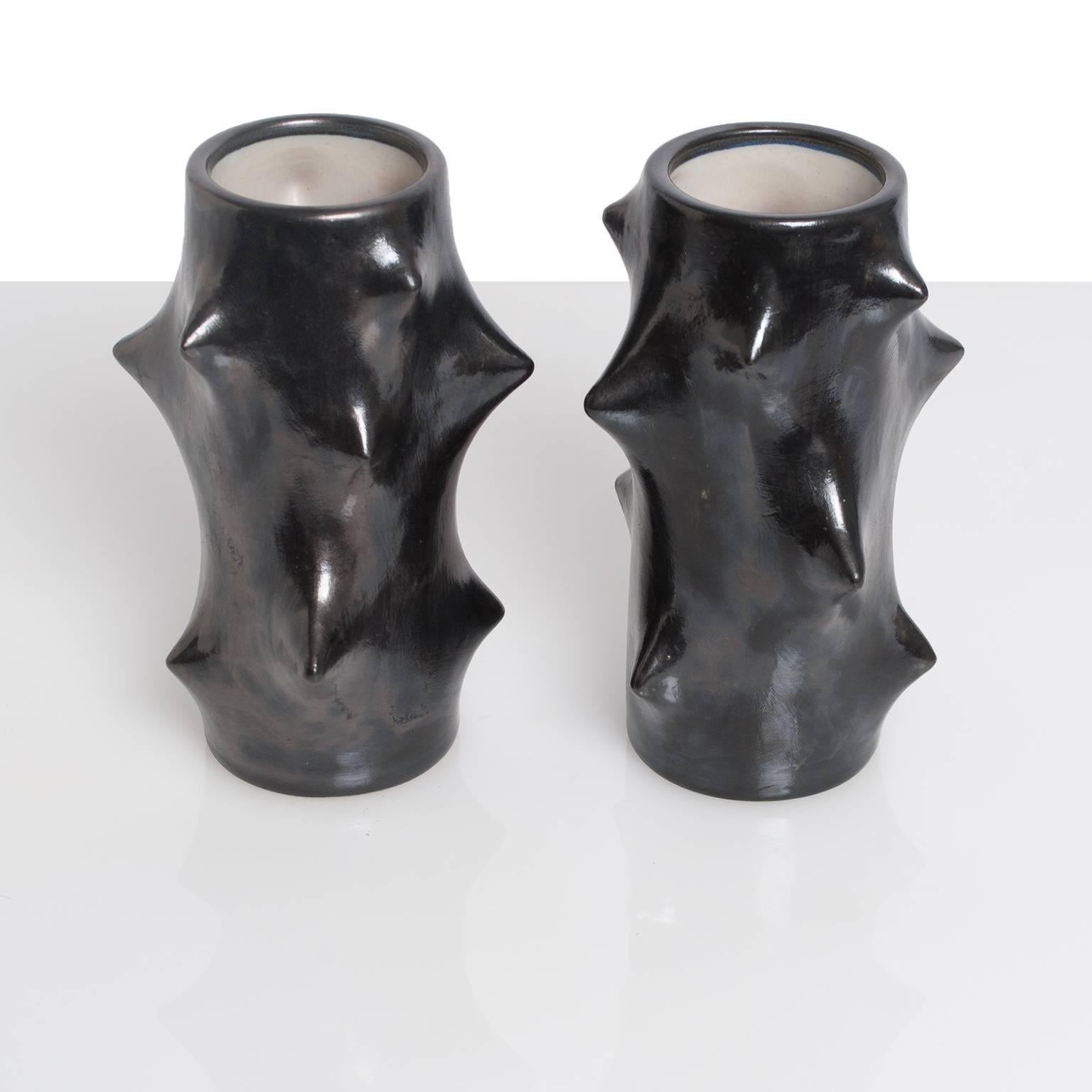 Glazed Two Scandinavian Modern Mid-Century Ceramic Vases by Knud Basse