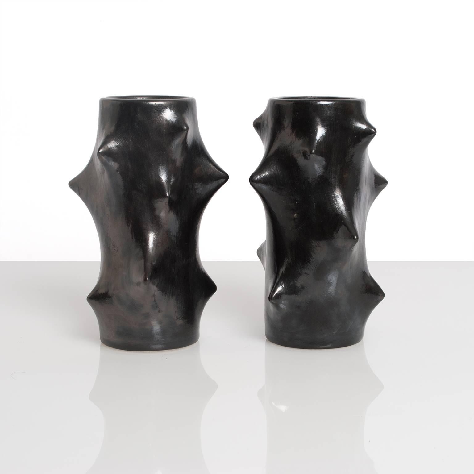 Two Scandinavian Modern Mid-Century ceramic vases by Knud Basse for Michael Andersen & Sons. These 