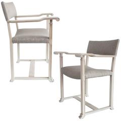 Carl Bergsten Scandinavian Modern White Oak Chairs with Scrolled Arms 8