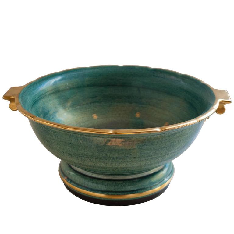 Josef Ekberg Scandinavian Modern Ceramic Footed Bowl, Gustavsberg at