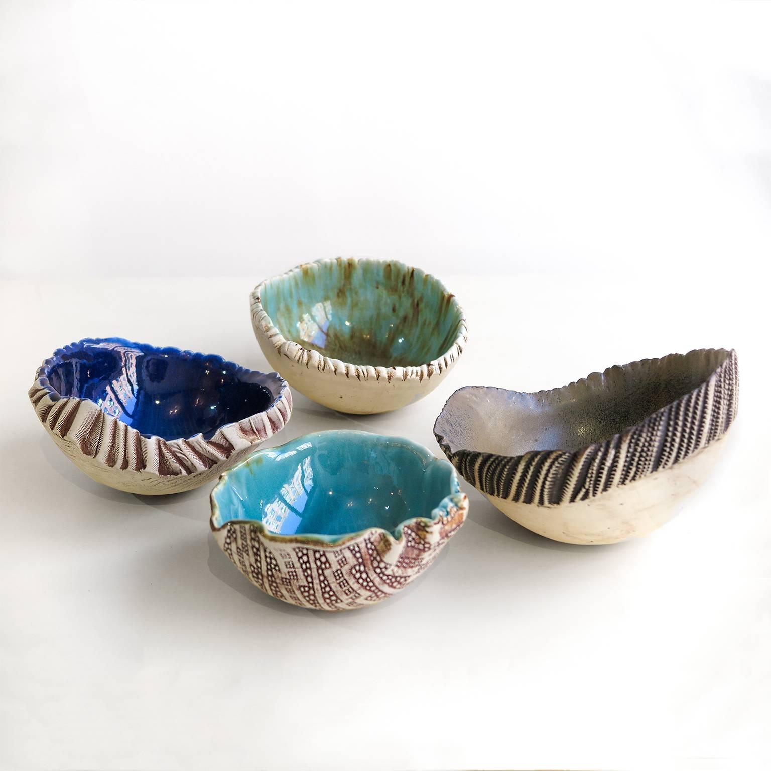 Three Scandinavian Modern Hand Built and Glazed Bowls by Artist Bengt Berglund 1