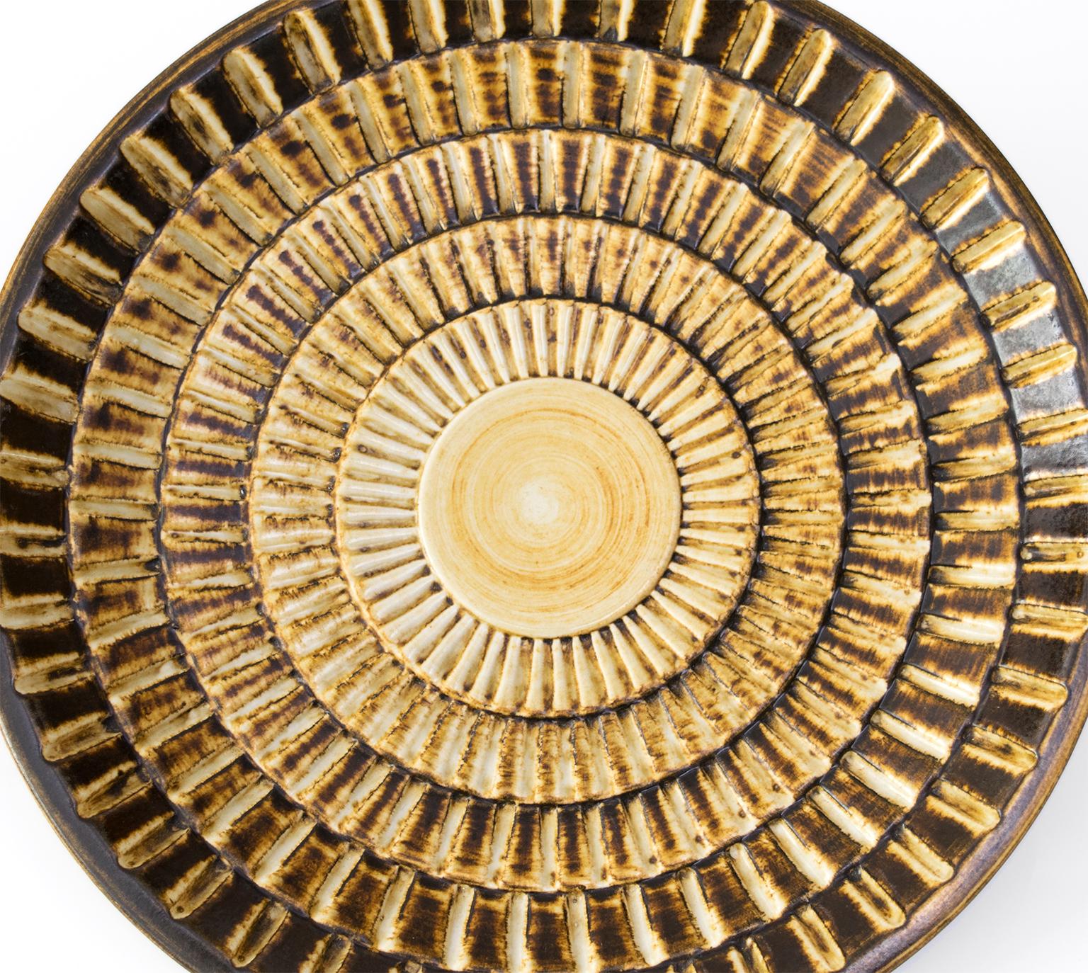 Scandinavian Modern Textured Bowl 'Gold' by Gertrud Lonegren In Good Condition In New York, NY