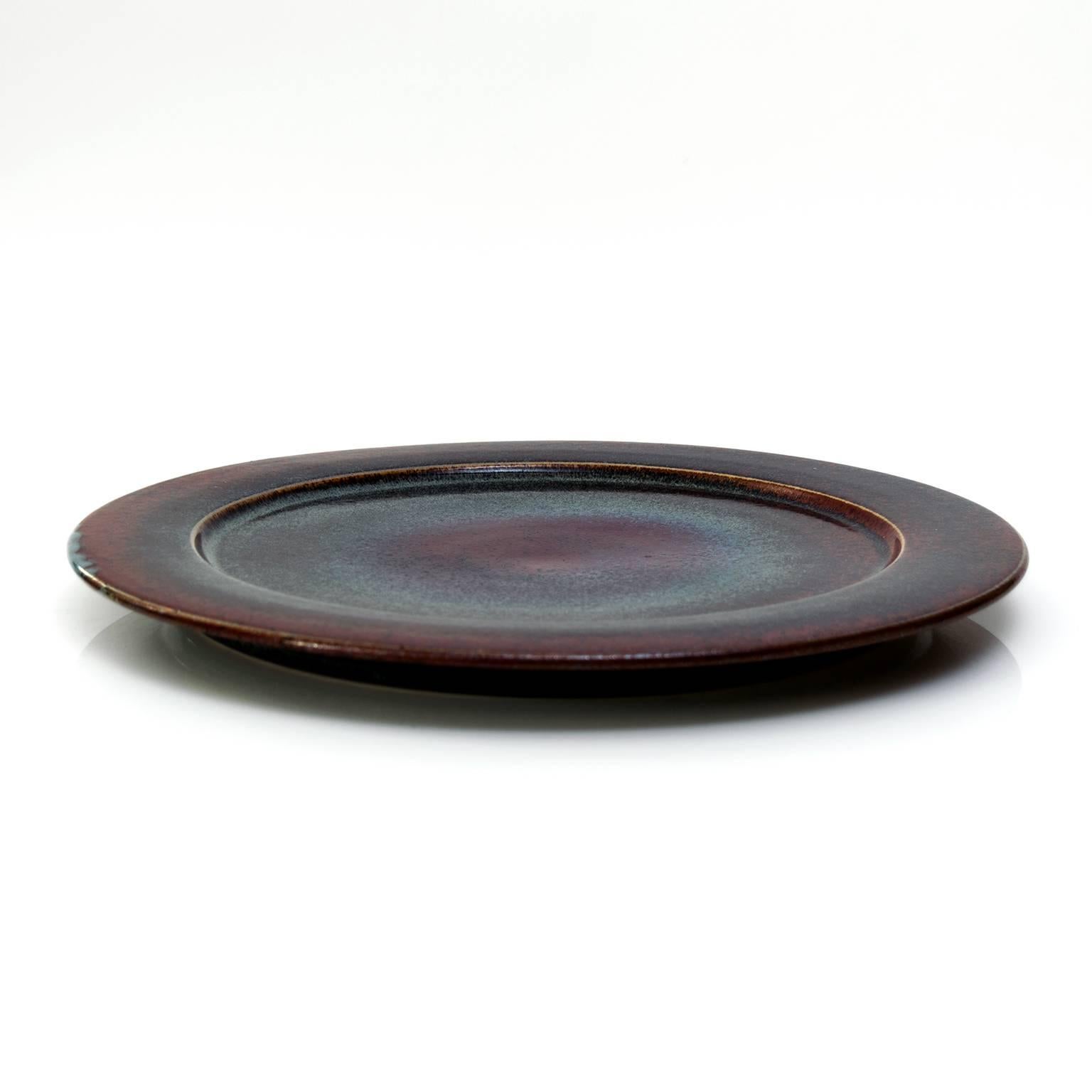 Glazed Scandinavian Modern Ceramic Charger by Stig Lindberg for Gustavsberg, 1981