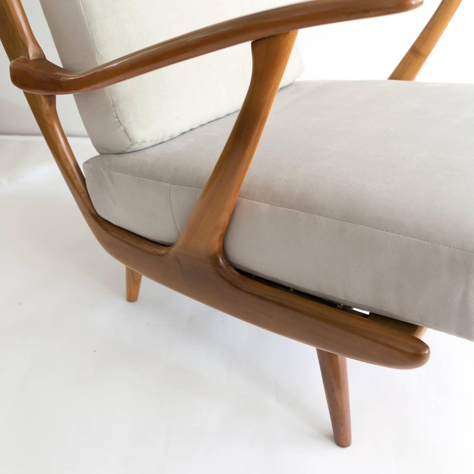 Mid-Century Modern Dutch Mid-century Modern carved armchairs by B. Spuij's, Holland. (a)