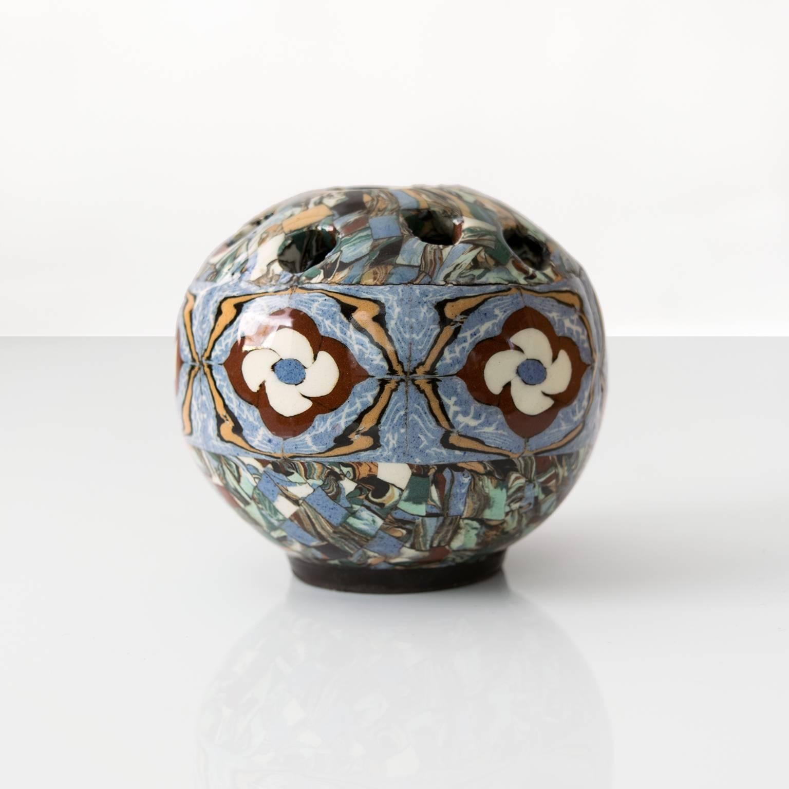 20th Century Group of Three French Vallauris Clay Mosaic Vase by Ceramicist Jean Gerbino For Sale