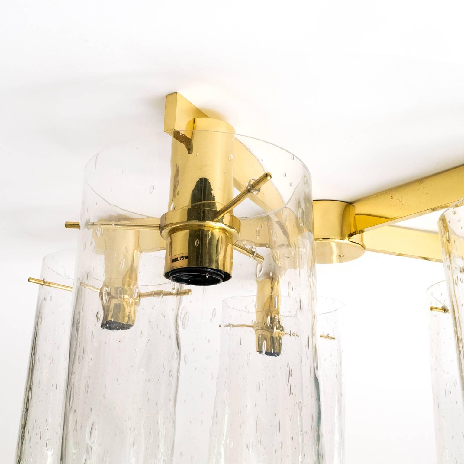 Brass Scandinavian Modern Hans-Agne Jakobsson Five Glass Flush Mount or Pendant