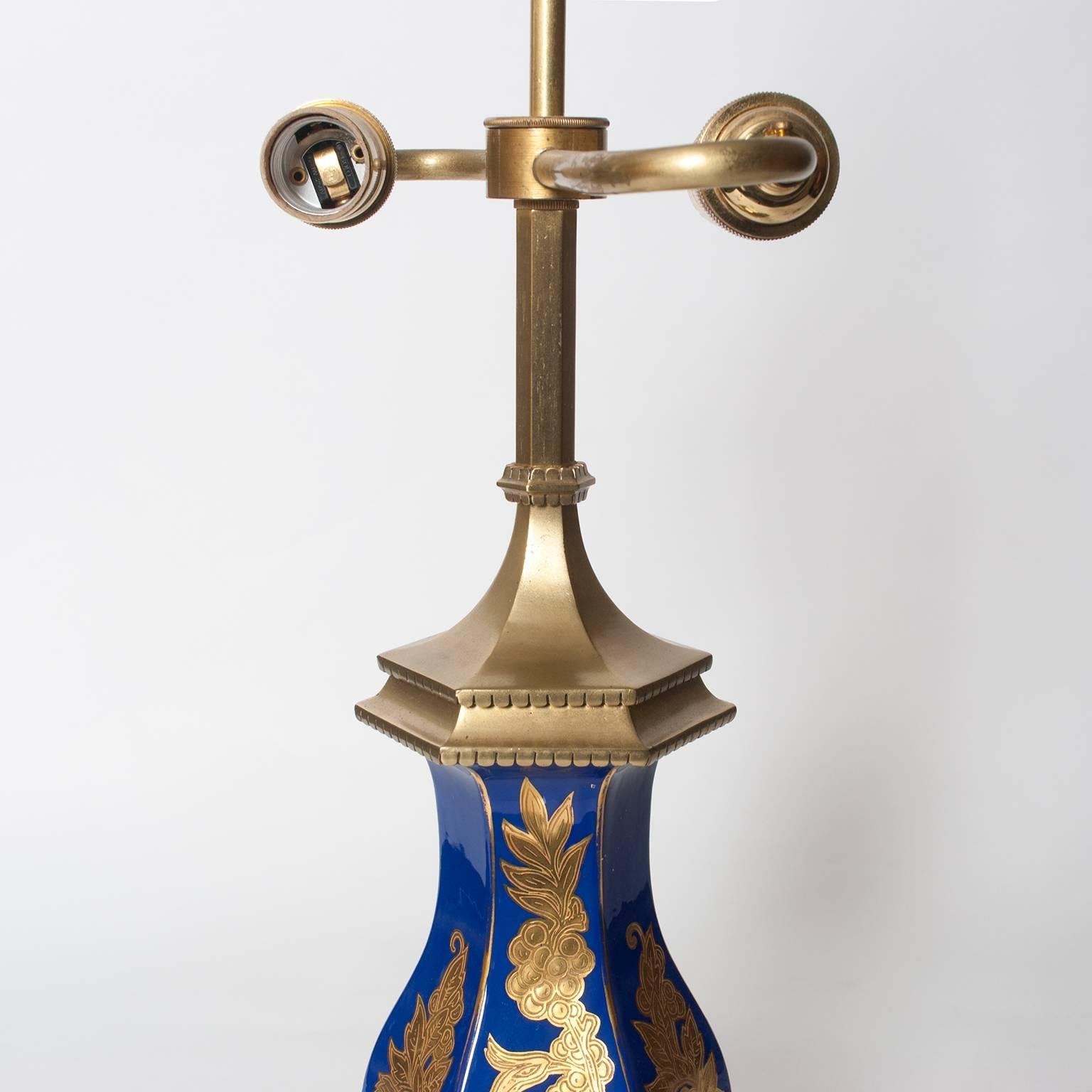 Art Deco Rosenthal porcelain and bronze table / desk lamp. 1