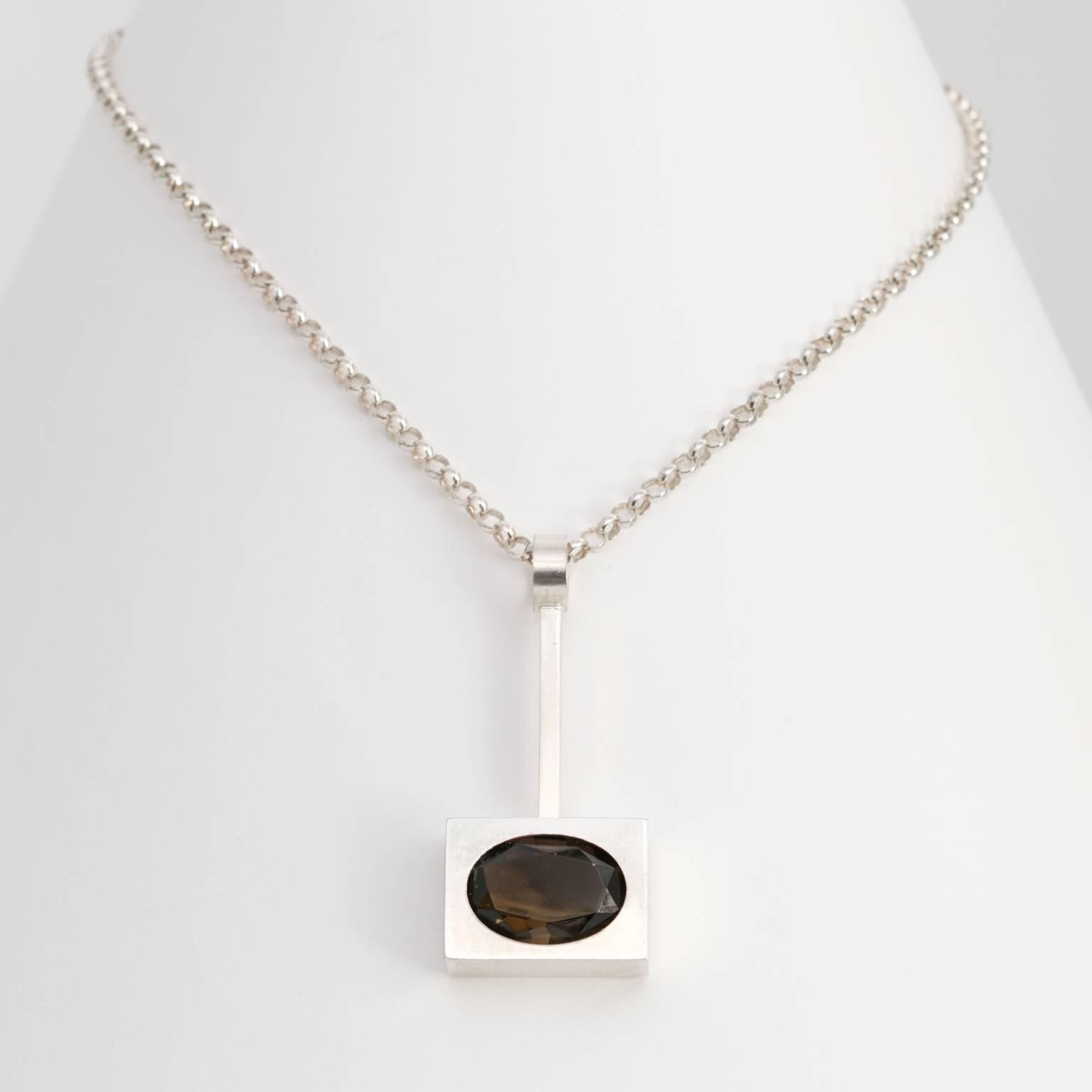 Scandinavian Modern, Kupitaan Kulta Silver and Quartz Pendant In Excellent Condition For Sale In New York, NY